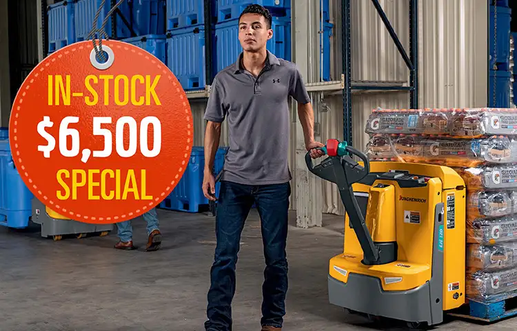 Get a 4500 lb. capacity electric forklift for $4,900, in-tock.